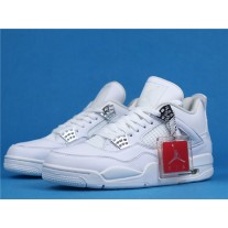 Nike Air Jordan 4 Retro "Pure Money" Men's White/Metallic Silver-Pure Platinum Basketball Shoes 308497-100
