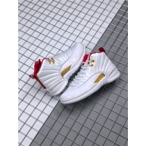 Nike Air Jordan 12 Retro "FIBA" Men's White/University Red-Metallic Gold Basketball Shoes 130690-107