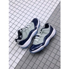 Nike Air Jordan 11 Retro Low Georgetown Men's Grey Mist/White-Midnight Navy Basketball Shoes 528895-007