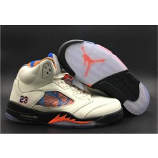 Nike Air Jordan 5 Retro Men's Sail/Orange Peel-Black-Hyper Royal Basketball Shoes 136027-148