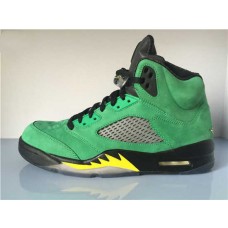 Nike Air Jordan 5 Retro OREGON DUCKS Men's Apple Green/Yellow/Black Basketball Shoes 454803-535