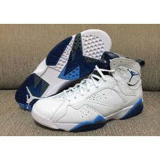 Nike Air Jordan 7 Retro French Blue Men's White/French Blue-University Blue-Flint Grey Basketball Shoes 304775-107