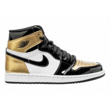 Men's Nike Air Jordan 1 Retro High OG "Gold Toe" Basketball Shoes Black/Black-White-Metallic Gold 861428-007