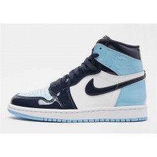 Women's Nike Air Jordan 1 High OG Basketball Shoes Obsidian/Blue Chill-White CD0461-401