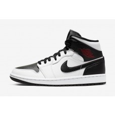 Women's Nike Air Jordan 1 Retro Mid "Reverse Black Toe" Basketball Shoes White/Black/Red BQ6472-101