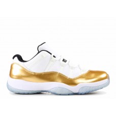 Men's Nike Air Jordan 11 Retro Low "Closing Ceremony" Basketball Shoes White/Metallic Gold Coin-Black 528895-103