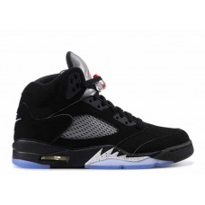 Men's Nike Air Jordan 5 Retro OG Basketball Shoes Black/Fire Red-Metallic Silver-White 845035-003