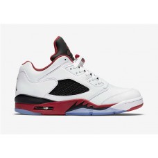 Men's Nike Air Jordan 5 Retro Low "Fire Red" Basketball Shoes White/Fire Red-Black 819171-101