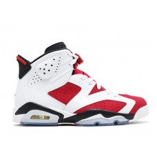 Men's Air Jordan 6 GS Basketball Shoes White/Carmine-Black 384664-160