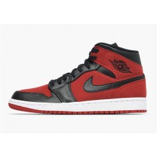 Men's Nike Air Jordan 1 Mid Basketball Shoes Gym Red/Black-White 554724-610
