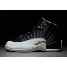 Men's Nike Air Jordan 12 Basketball Shoes Black/Sail/Metallic Gold/True Red CI2977-006