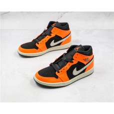 Air Jordan 1 Mid Orange Black Shoes