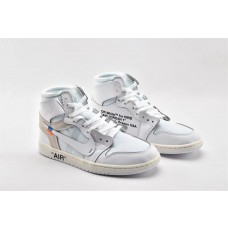Men's Off White x Nike Air Jordan 1 Retro Basketball Shoes White/White AQ0818-100